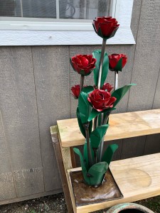 Metal Rose - Large Red