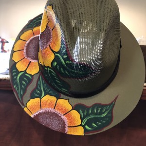 Hand Painted Sun Hat - Olive Green