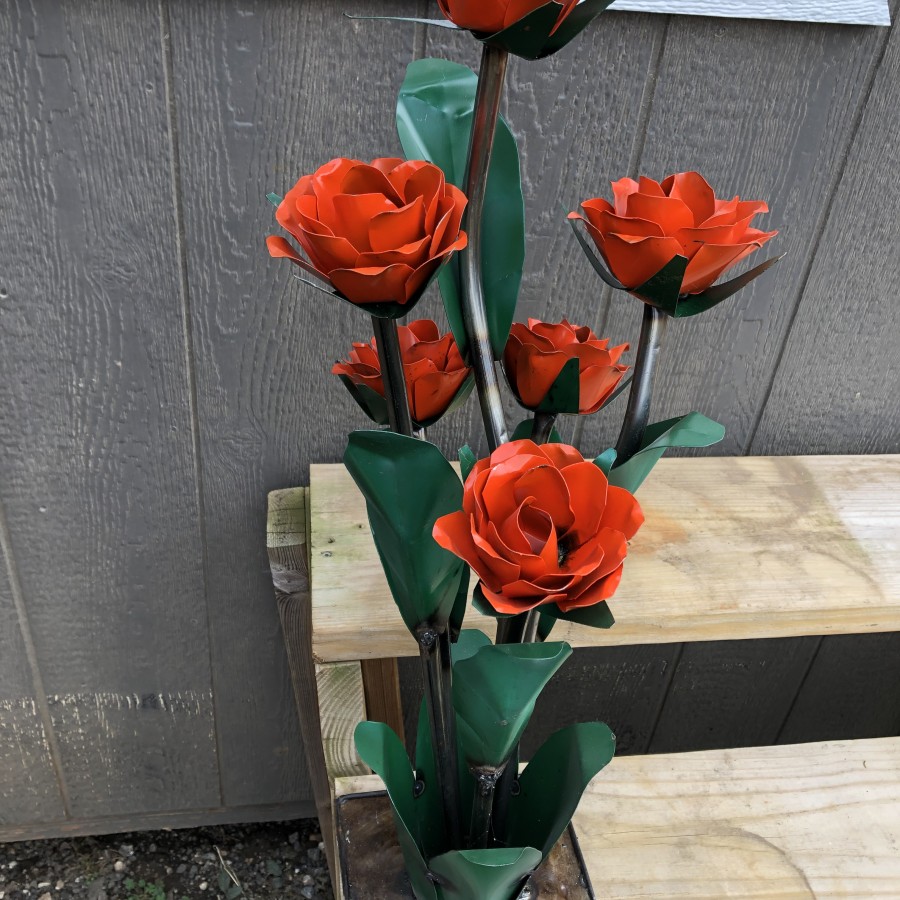 Metal Rose - Large Orange